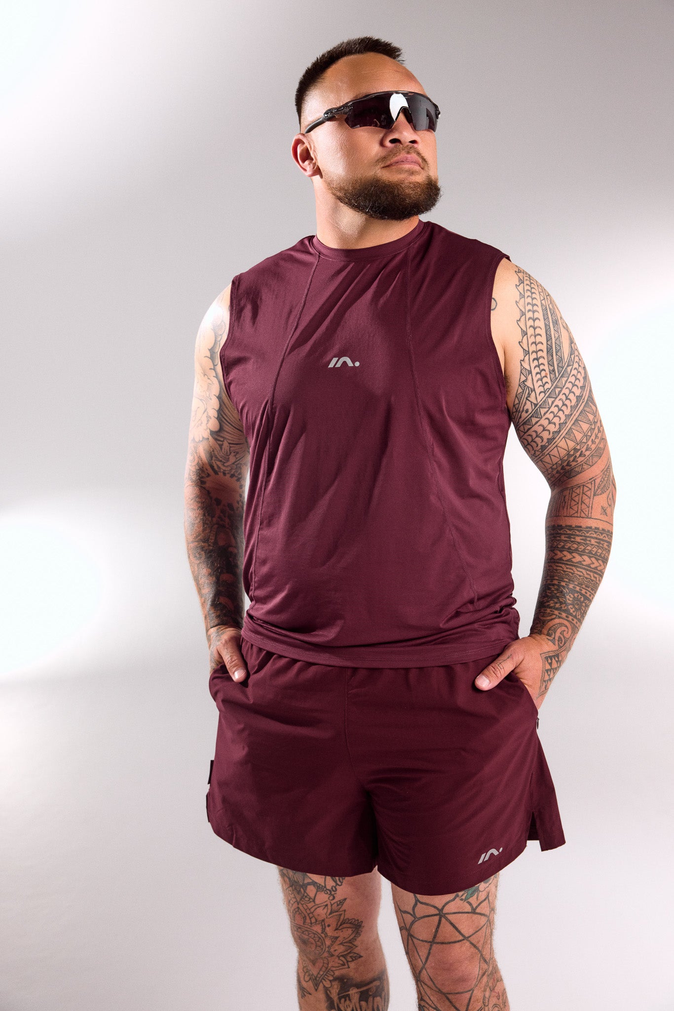 5" TRAINING SHORT MENS DEEP CHERRY