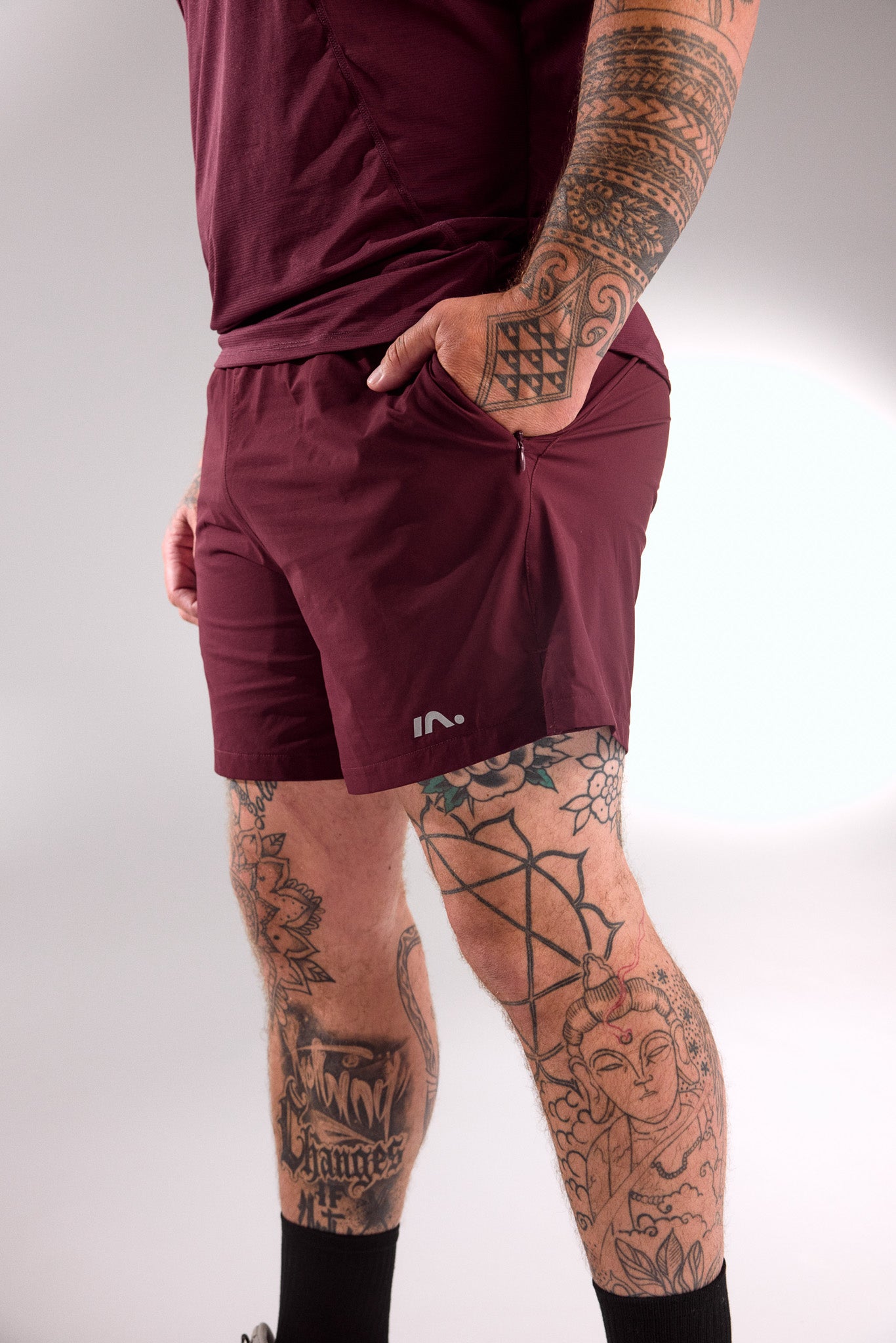 5" TRAINING SHORT MENS DEEP CHERRY