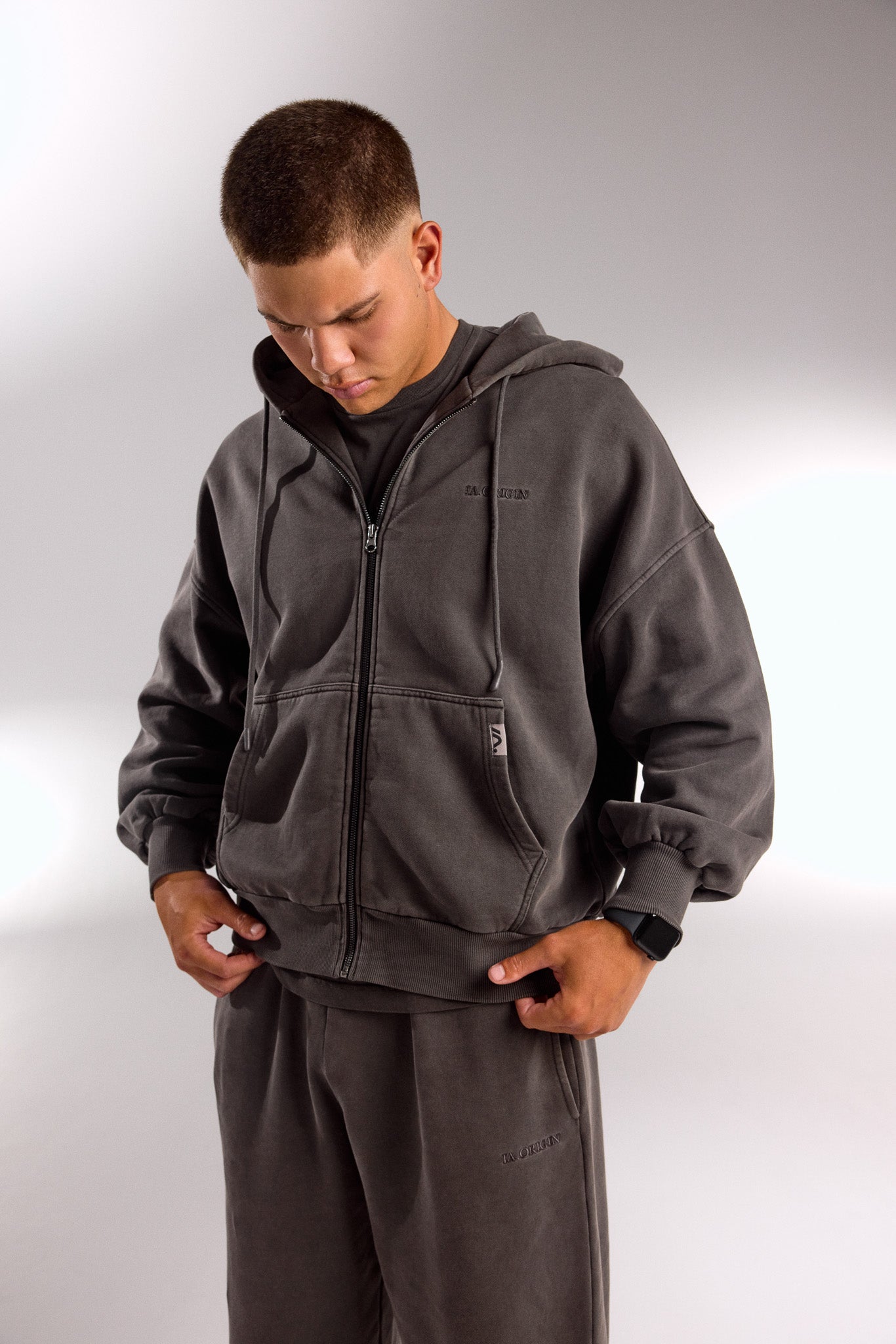ESSENTIAL OVERSIZED ZIP HOODIE STORM