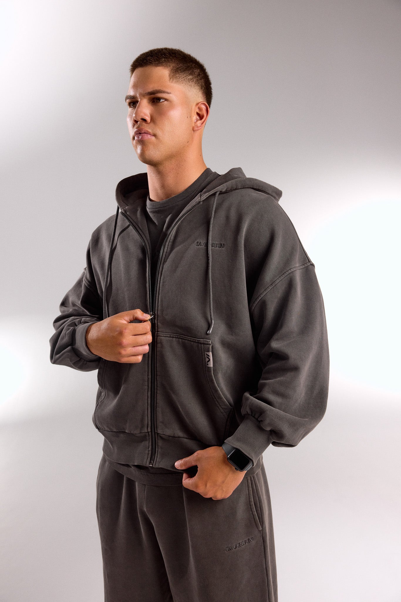 ESSENTIAL OVERSIZED ZIP HOODIE STORM
