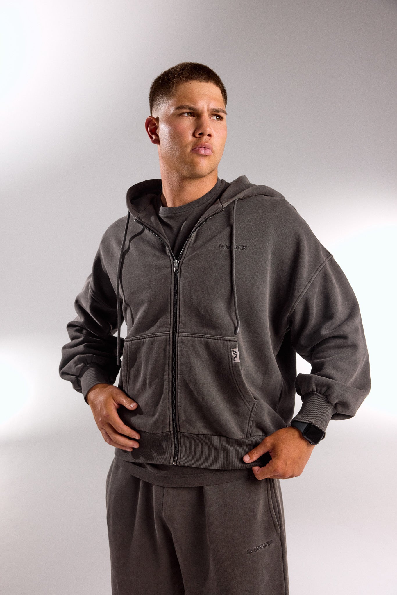 ESSENTIAL OVERSIZED ZIP HOODIE STORM