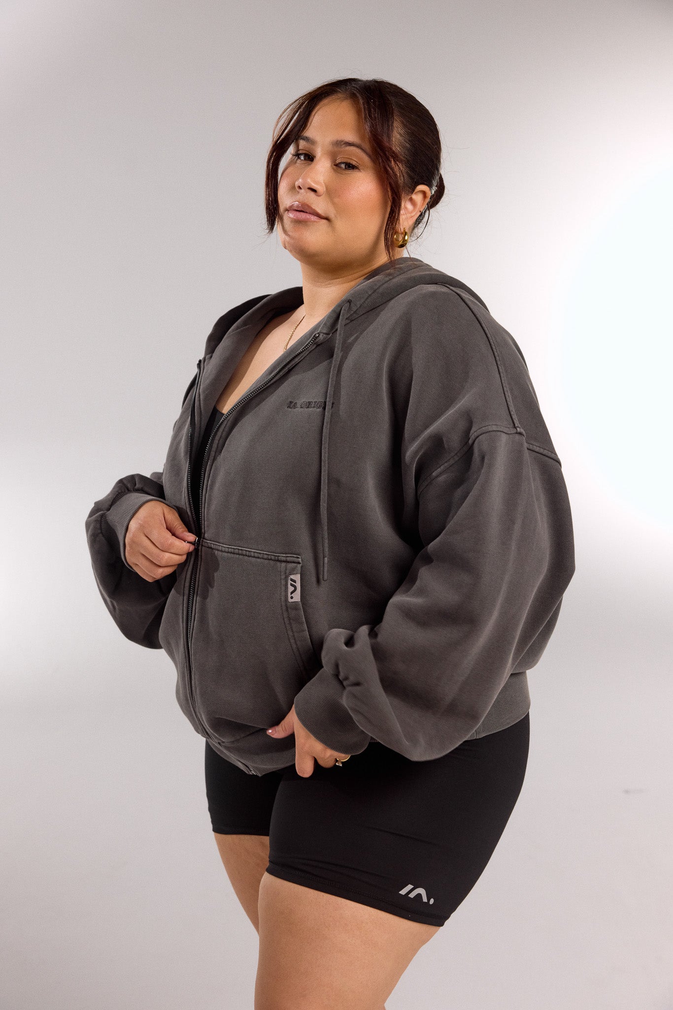 ESSENTIAL OVERSIZED ZIP HOODIE STORM