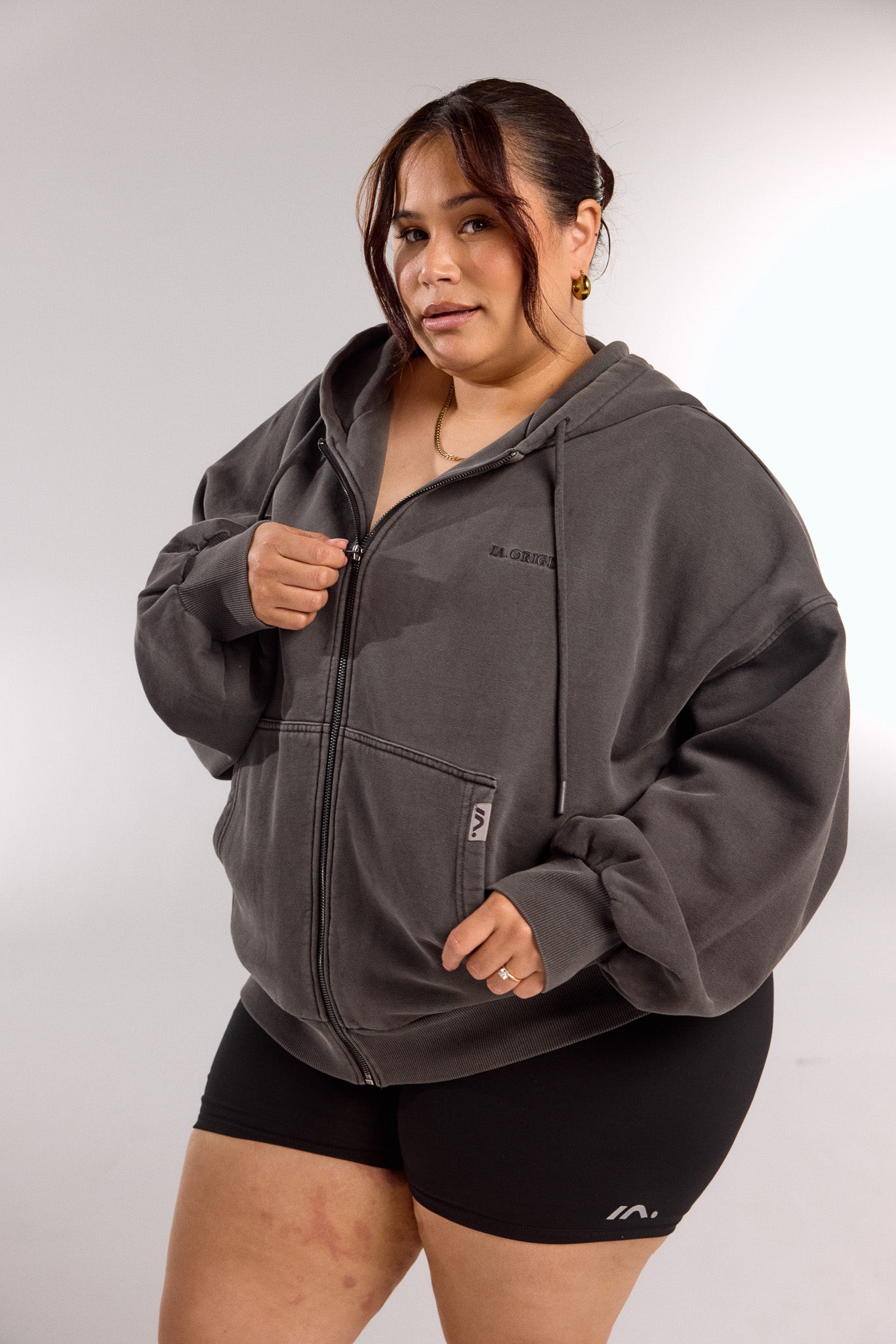 ESSENTIAL OVERSIZED ZIP HOODIE STORM