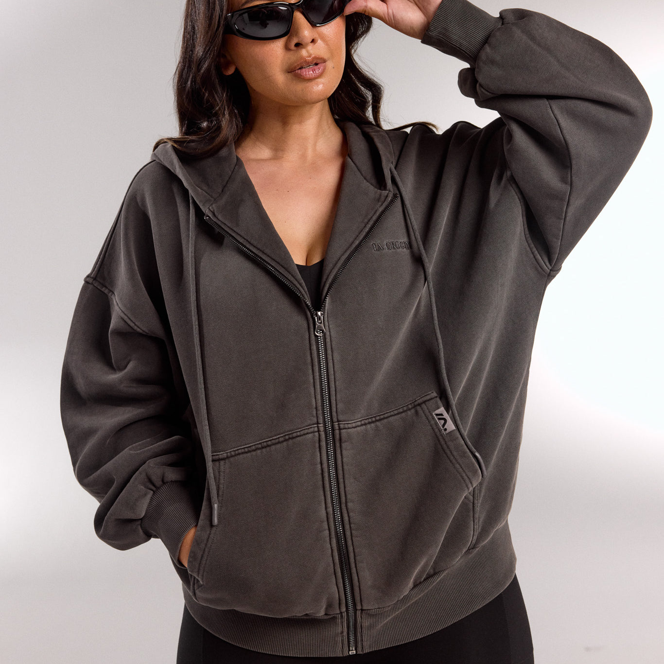 ESSENTIAL OVERSIZED ZIP HOODIE STORM