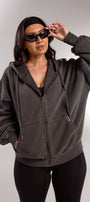 ESSENTIAL OVERSIZED ZIP HOODIE STORM