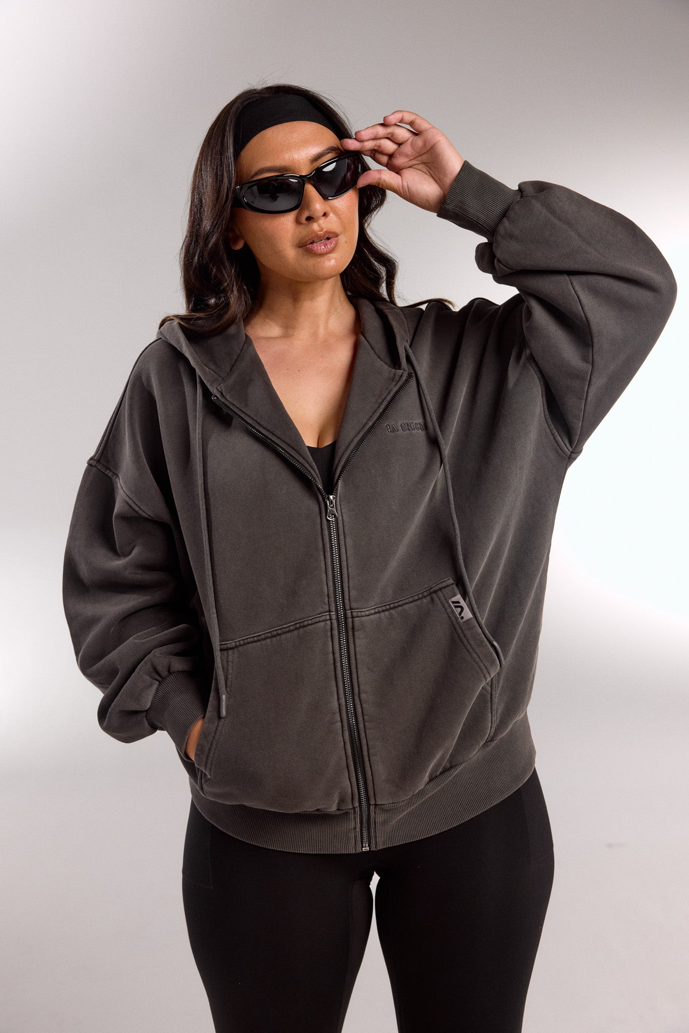 ESSENTIAL OVERSIZED ZIP HOODIE STORM