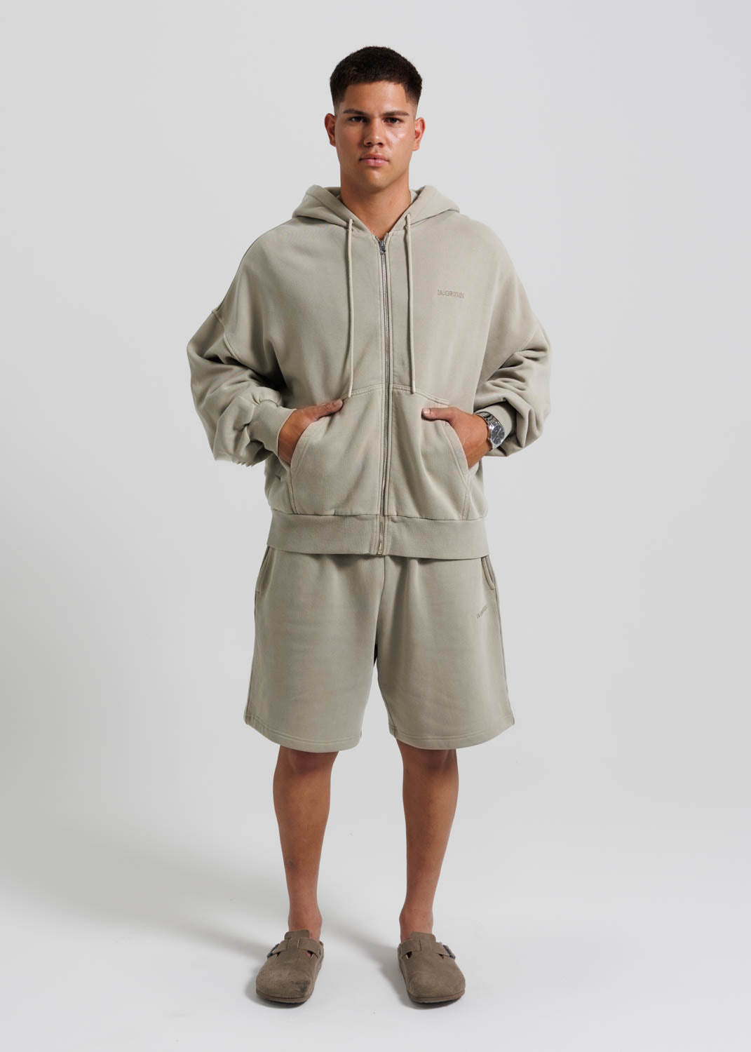 ESSENTIAL OVERSIZED ZIP HOODIE SAND